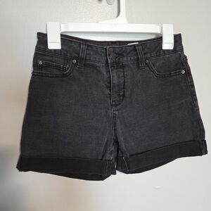 Time and Tru Black Rolled Hem Denim Shorts
